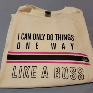 Paparazzi White Tee with Black and Pink Accents